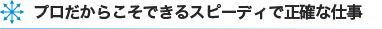 プロだからこそできるスピーディで正確な仕事